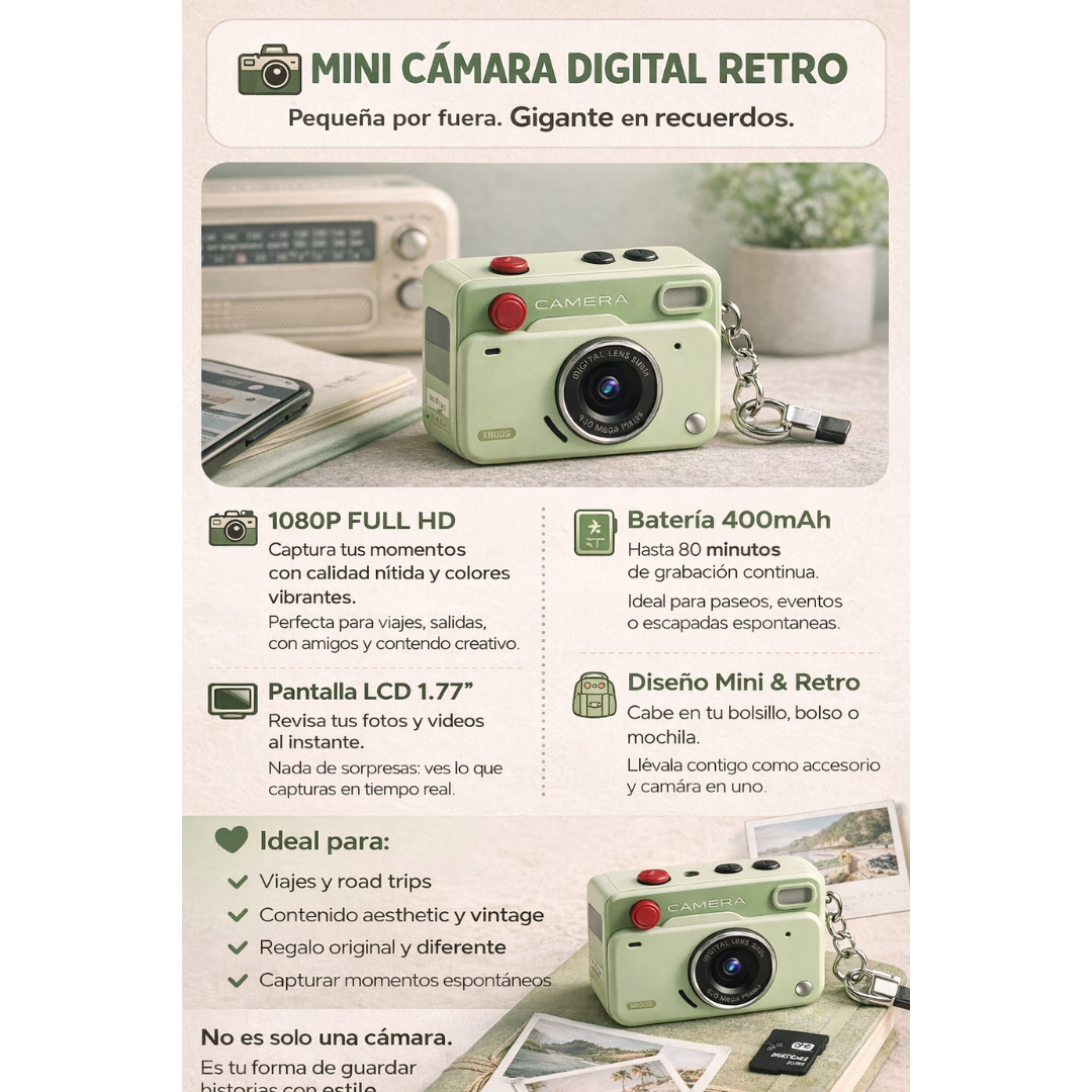 Cámara Mini Retro Digital Aesthetic!