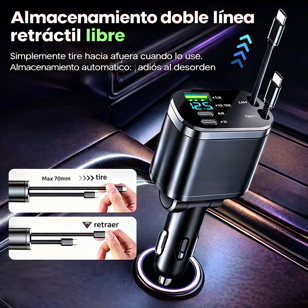 Cargador 5 en 1 Carga Rápida Retractil Antipérdidas