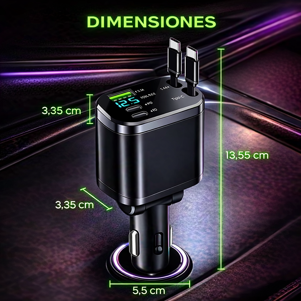 Cargador 5 en 1 Carga Rápida Retractil Antipérdidas