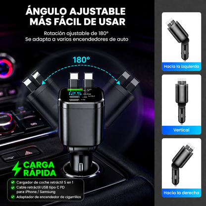 Cargador 5 en 1 Carga Rápida Retractil Antipérdidas
